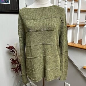 Nordic Traders XL Women’s Sweater Loose Knit Green Boat Neck Lagenlook
